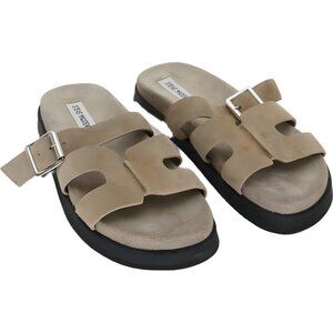 Steve Madden Women's Taupe Suede Slide Sandal with Buckles Size 9.5